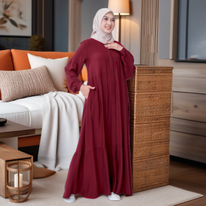 BAJU GAMIS WANITA RAYON RAUNA PRIDE RGD 75 MAROON