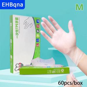 [COD] EHBqna SPORTS ถุงมือยางไร้สารสาร TPE 60ชิ้น กล่องถุงมือแบบใช้แล้วทิ้งโปร่งใสกันลื่นปลอดภัยเกรดอาหารถุงมือทำความสะอาดในครัวเรือน