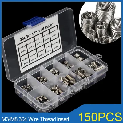 150PCS Helicoil Wire Thread Repair inserts Kit M3 M4 M5 M6 M8 Stainless Steel Thread Recovery Set