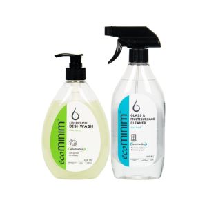 [BUNDLE PACK] Ecominim Glass and Multi Surface Cleaner Skye Fresh 500mL + Dishwash Liquid Lime Honey 480mL | Plant Based No SLES/SLS Baby Safe Pet Safe Skin & Eczema Friendly