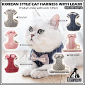 Korean Style Cat Harness with Leash Set Pet Walking Vest Lead Harness Adjustable Soft Mesh Kitten Puppy Small Dogs. 