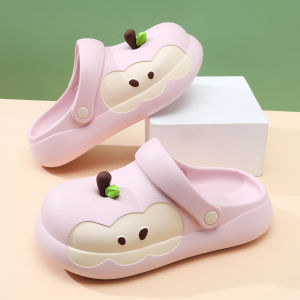 [Free Shipping] New high-heeled perforated shoes for women summer outdoor wear non-slip thick sole cute cartoon red apple design suitable for the beach