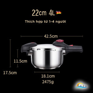 Nồi Áp Suất Bếp Từ Inox 304 SSGP 2 Chế Độ Áp Suất Nấu Siêu Nhanh (Hầm Bò 8p Gà 5p) Đáy 3 Lớp Dùng Mọi Loại Bếp Van An Toàn Cao Cấp Đạt Chất Lượng LFGB Đức [4L/6L]