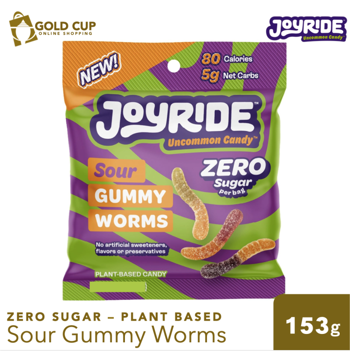 JOYRIDE Sugar Free Sour Gummy Worms 153g Keto Candy with Zero Sugar 6g Net Carbs Lazada PH