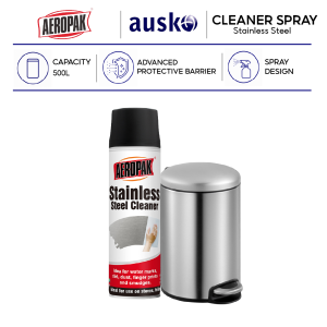 AEROPAK | Stainless Steel Cleaner Spray | 500ml | Fridge Oven Stove Polish | Remove Watermarks Fingerprints Smudges