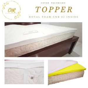 Topper pelindung kasur springbed/ matras protector pelapis atas springbed ukuran kasur no 2 Queen bed 160x200x3cm pelindung kasur busa tebal empuk isi busa bukan latex fungsi plush top springbed tidak mudah kempes garansi Royal Foam asli