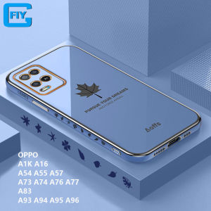 For OPPO A57 A77 4G Case Cover Maple Leaf Soft TPU Case Luxury Chrome Plating Square Cases . Special Price Phone Case