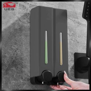 Shower Soap Dispenser No Drill Wall-Mounted Bathroom Soap Holder with Durable Material and Clear Reservoir