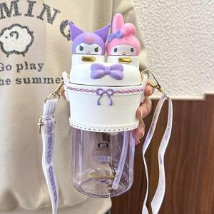 STV Botol Minum Anak Sanrio 3D 2in1 Botol Minum Sedot Teguk 700ml Kuromi Melody