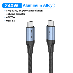 Đề cập đến Cáp USB4 240W 40Gbps 8K@60Hz Loại C Cáp USB C sang Loại C PD3.1 Dây sạc nhanh Truyền dữ liệu cho MacBook iPhone 172026
