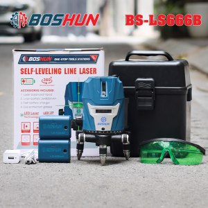 Máy Cân Bằng Laser 5 Tia Xanh Boshun BS-LS666B Độ Chính Xác Cao 2 Pin 4800mAh Đèn Led Siêu Sáng