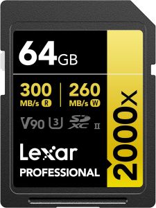 Lexar Professional SDXC 2000x UHS-II V90 ความจุ 64GB 128GB 256GB (Read 300MB/s Write 260MB/s) เมมโมรี่การ์ด SDXC 2000X