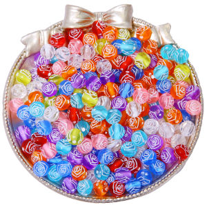 30g Mixed Color Embossed Pattern Acrylic Spacer Beads Rose Flower Love Heart Beads For DIY Bracelets Jewelry Making Accessories