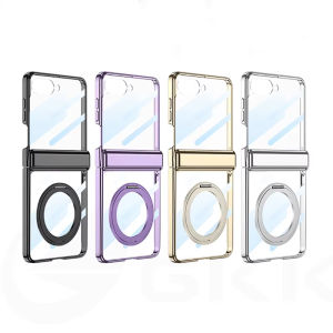 Hinge Ring Holder Case for Samsung Galaxy Z Flip 7 Luxury Plating Edge Screen Glass Hard Cover For Galaxy Z Flip7 Case