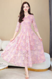 gaun pesta panjang import/ long dress brukat wanita korea D7971/maxi dress wanita korea