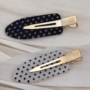 4/10Pcs Vintage Black White Polka Dot Hair Clips / Y2K Fashion Hairpins / Korean Ins No-Trace Barrettes / Girls Hair Styling Accessories