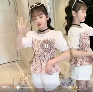 S03-14 Setelan celana import anak remaja dan atasan anak terbaru korea