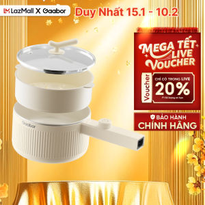 ( Kèm xửng hấp) Nồi đa năng dung tích 2L nồi điện công suất 600W cán dài chiên nấu xào hấp Gaabor  EC-20E01B - Bảo hành 12 tháng 1 đổi 1