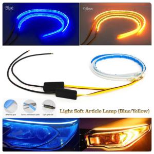 CPA 2PCS FLEXIBLE LED LIGHT STRIP DUAL COLOR LED HEADLIGHTS EYELINE STRIP BLUE YELLOW