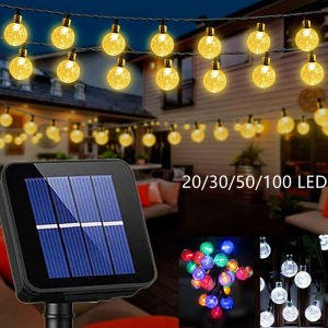 0.7IN 3 Colors LED Solar light Ball String Outdoor Waterproof Valentines Day Wedding Fairy Decor lights Crystal Ball