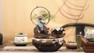 Water Feature Decorative Items Display Home Decoration Items Water Fountain Chinese Zen Desktop Ceramic Water Fountain Decoration Home Decoration Items Water Fountain Decorative Items Display Office Desk Decor