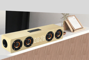 ★SG Warranty★Wooden Soundbar BT Sound Box Music Acoustic System W8C Stereo Music Surround LED Clock Outdoor Bluetooth Speakers