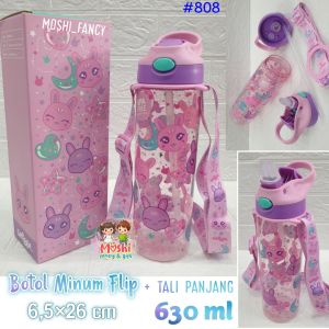 Botol Minum Rabbit Pink Flip / Tempat Minum Rabbit 630 ml / Botol Minum Anak Flip Perempuan Tali Panjang