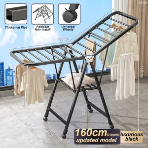 Happihaus Foldable Clothes Drying Rack Heavy Duty Windproof Floor Indoor Outdoor Metal Laundry Rack