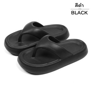 รองเท้าแตะ ส้นหนาสำหรับผู้หญิง สวมใส่สบายน้ำหนักพอดี รองเม้าแตะหูหนีบ ทันสมัย รองเท้าแตะแฟชั่น เทรนสุดฮิต สีสัยสดใส เป็นยางทั้งหมด ด้านในไม่กลวง