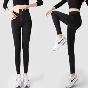 Womens Leggings Yoga Pants Tighten the Abdomen Workout Pants  Lift the Buttocks Zipper Decoration