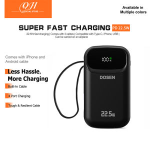 QH  Powerbank heavy duty original 25000mAh 10000mAh PD22.5W Fast Charging Powerbank LED Digital Display & Built-in Cable for iPh 16