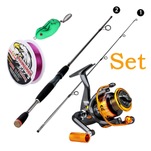 Sougaliyang Tongkat Pancing Dan Gulungan Set Alat Pancing 1.84m Dan 12 Bantalan Bola Rasio Gigi 5.5:1 Set Tongkat Pancing Putar Set Lengkap Umpan Pancing Untuk Ikan Bass Air Garam Air Tawar