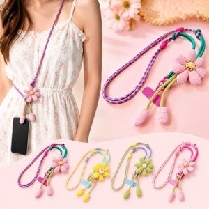 MUSASI Ins Flower Mobile Phone Lanyard Handmade Universal Mobile Phone Crossbody Strap Multi-functional Anti-drop Outdoor Bag Strap Rope Women