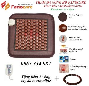 Thảm/Nệm đá nhiệt nóng HQ Fanocare kèm 5 đèn lazer KT 45*45cm (Tặng kèm 1 vòng tay đá tourmaline)