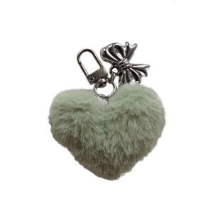 Sweet Plush Heart Bowknot Keychain Pendant Lovely Hanging Decorations Keyring Charm for Purse Bag Backpack Handbag