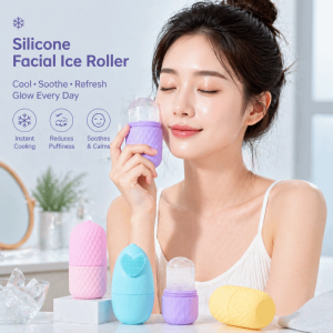XIJIBAN Silicone Ice Face Roller Shrink Pores Cooling Face Massage Roller Reusable Skincare Tool Facial Ice Roller Eye Puffiness