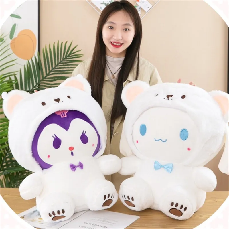 PRETTYGG】25-45cm Sanrio Kuromi Bear Plush Toy Cinnamoroll Plushies Cute  Pillow Decor Gifts Kids