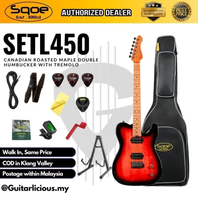 SQOE SETL450 HH Canadian Roasted Maple Fretboard Telecaster with Tremolo Electric Guitar ( SETL / SETL-450 / SETL 450 )