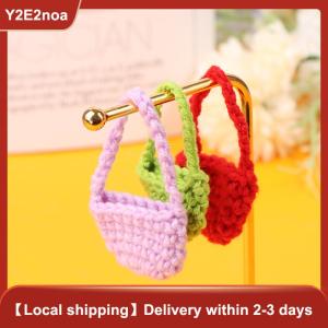 【Y2E2noa】 1 12 Dollhouse Woven Plush Shoulder Bag Dollhouse Mini Crossbody Bag Handbag For Dolls Dress UP Aceessories