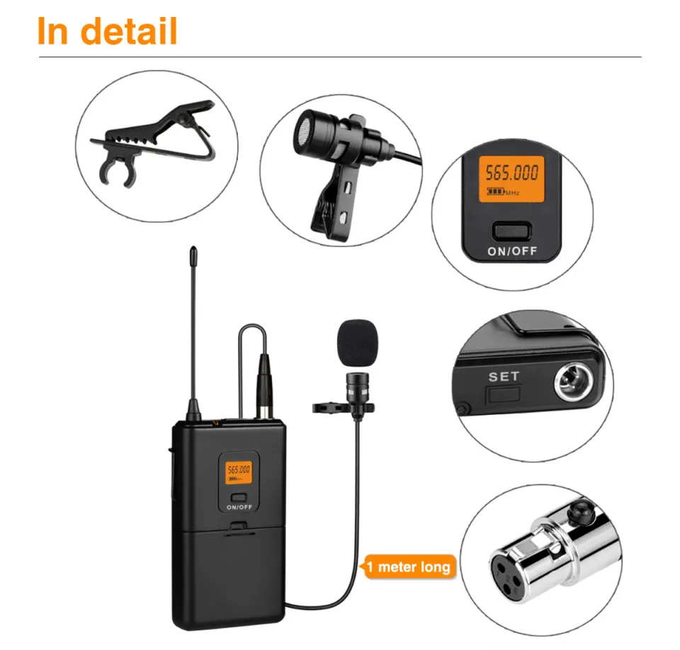 Fifine 20 Channel UHF Wireless Lavalier Lapel Microphone System