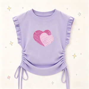 3-12 Years Old Crop Top for Kids Girls New Style Side String Design Short Sleeve Casual T-shirt Crop Top for Kids Girls