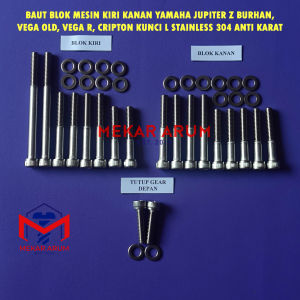 Baut Set Mesin Crypton Kunci L Stainless asli Tahan Karat