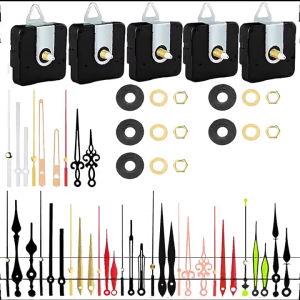 Pack Of 5 Quiet Quartzs Clock Movements Kits Precise Clock Mechanism with Assorted Hands for DIY Wall Clock Repairs