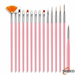 Seeko Professional Nail Art Design Painting Set 15 pcs Acrylic Oil Watercolors Artist Paint Brushes