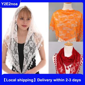 【Local shipping】 Triangle Veil Scarf Blended Jacquard Rose Shawls For Women Muslim Church Prayer Wedding Shawls Headband