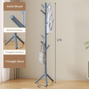 JustLiving 8/10 Hooks Original Solid Wood Coat Rack Bedroom Room Wooden Clothes Rack Triangle Tree-shaped Clothes Rack Pure Natural Solid Wooden Coat Tree Stand Hanging Hat Rack