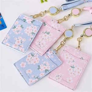 GIORGIONE Office Supplies Portable Keyrings Student Sakura Credit Card Lanyard Card Holder Bus Card Cover ID Card Holder Business Card