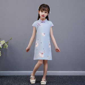 daidai (Ready Stock) Parent Child Cheongsam Slim Fit Women Children Qipao CNY Traditonal Blue Dress 亲子装母女年轻旗袍洋气连衣裙中国风