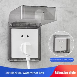 CRUSHES Self-Adhesive Switch Protective Cover Wall-mounted Plastic Socket Waterproof Box Power Outlet Supplies 86 Type Protection Socket Bathroom