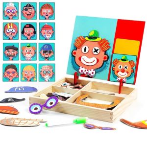 CUTE ELVES Wood ic 3D Puzzles Reusable with Lid ic Stickers Toys High Quality Educational Wooden Puzzles Book Kids